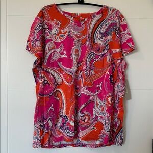 NWT Chico's Pink & Orange Paisley Tee